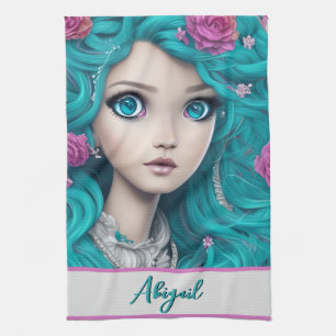 New London Princess met Turquoise Hair en Eyes Theedoek