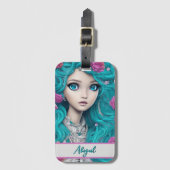 New London Princess with Turquoise Hair and Eyes  Bagagelabel (Voorkant (verticaal))
