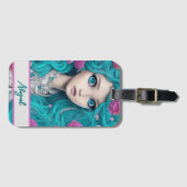 New London Princess with Turquoise Hair and Eyes  Bagagelabel (Voorkant (horizontaal))