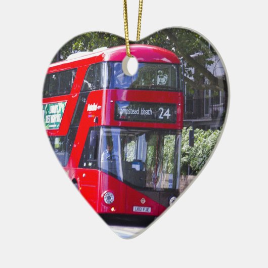 New London Red Bus Keramisch Ornament (Links)