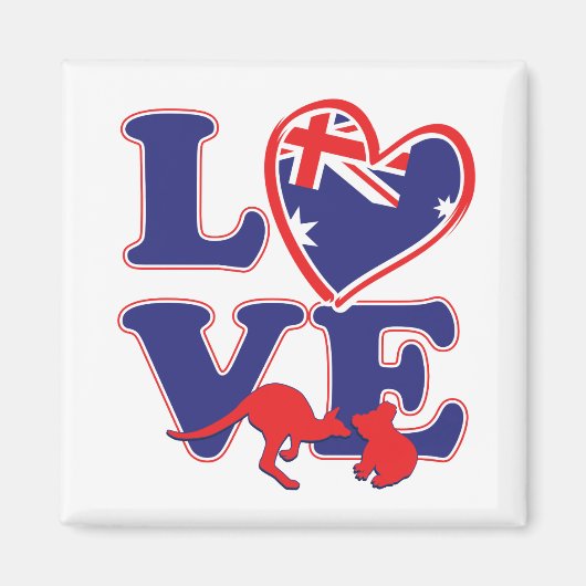 NEW-Love-from-Australia-Heart-and-Animals Magneet (Voorkant)