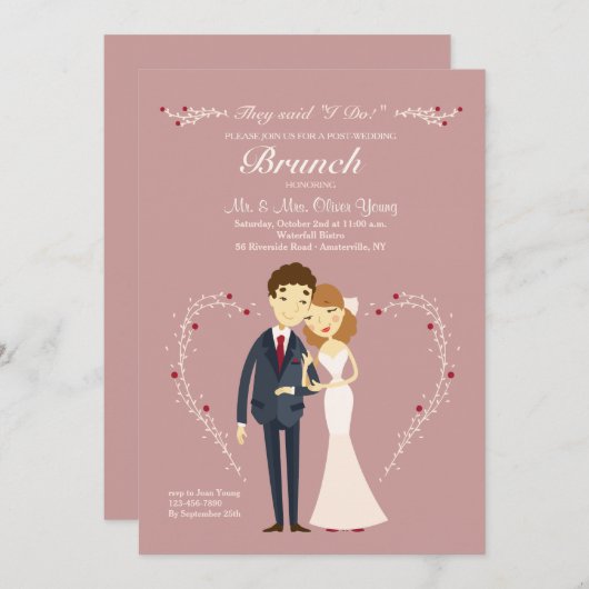 New Love Post Wedding Brunch Uitnodiging (Voorkant / Achterkant)