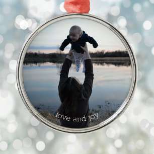 New Mam Love and Joy Photo Kerstmis Metal Ormenmen Metalen Ornament