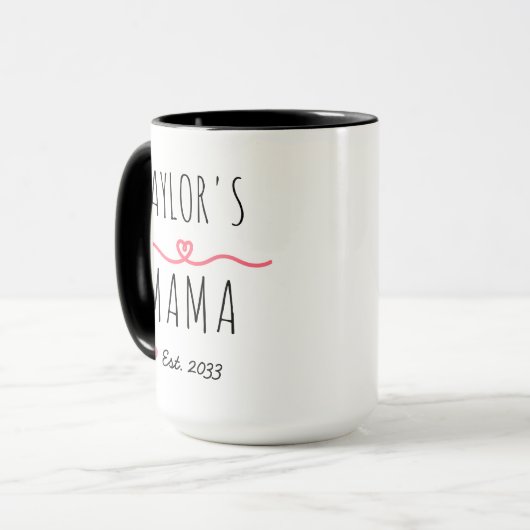 New Mama with Custom Name, Title & Est. Year Mok (Voorkant links)
