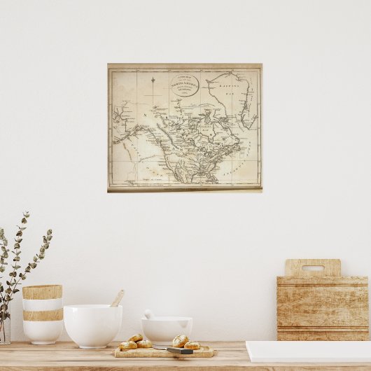 New Map of North America Poster (Keuken)