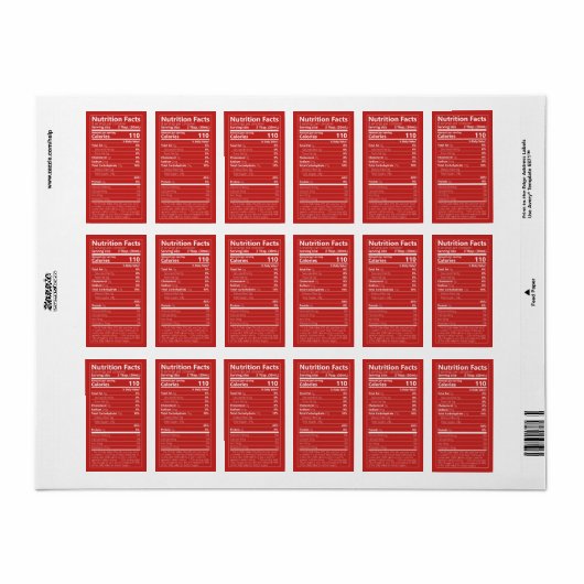 New Maple Syrup Nutrition Facts Red Etiket (Full Sheet)