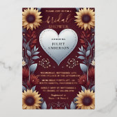 New Maroon Traditional Herfst Bourgondië Vrijgezel Folie Uitnodiging (Voorkant)