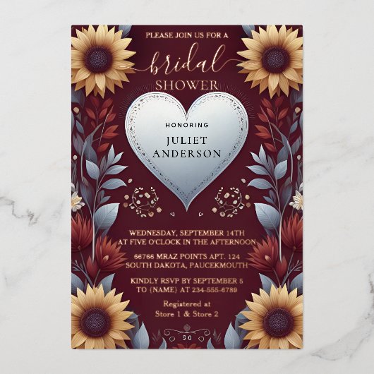 New Maroon Traditional Herfst Bourgondië Vrijgezel Folie Uitnodiging (Voorkant)