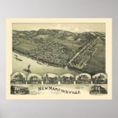 New Martinsville, WV Panoramic Map - 1899 Poster (Voorkant)