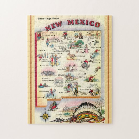 New Mexico 11x14 illustrated Map Legpuzzel (Verticaal)