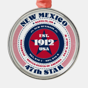 New Mexico 47e staat kerstversiering Metalen Ornament