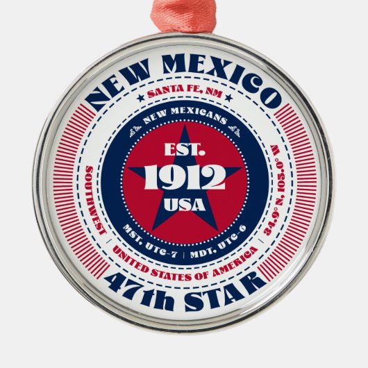 New Mexico 47e staat kerstversiering Metalen Ornament (Voorkant)