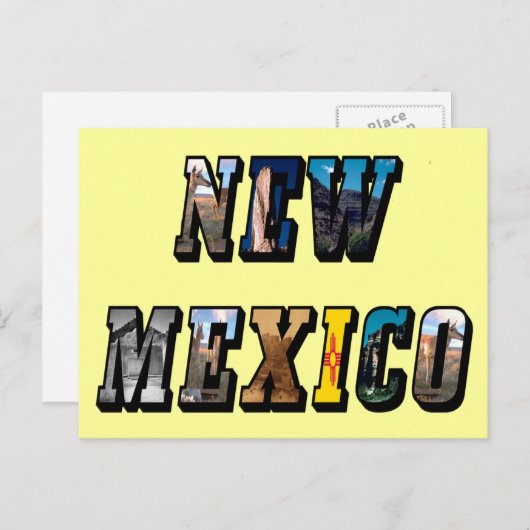 New Mexico Afbeelding Tekst Briefkaart (Voorkant / Achterkant)