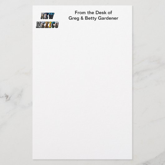 New Mexico Afbeelding Tekst Briefpapier (Voorkant)