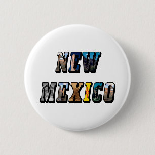 New Mexico Afbeelding Tekst Ronde Button 5,7 Cm