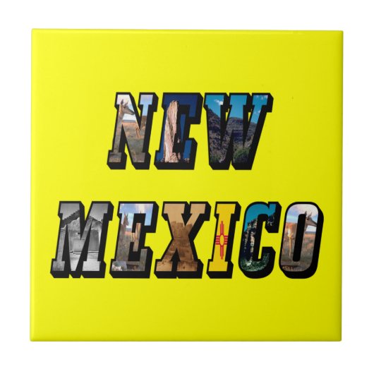 New Mexico Afbeelding Tekst Tegeltje (Voorkant)