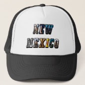 New Mexico Afbeelding Tekst Trucker Pet (Voorkant)