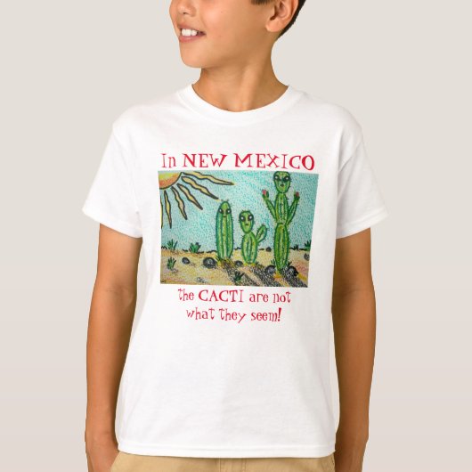 New Mexico Alien Cactus Funny Roswell Cartoon T-shirt (Voorkant)