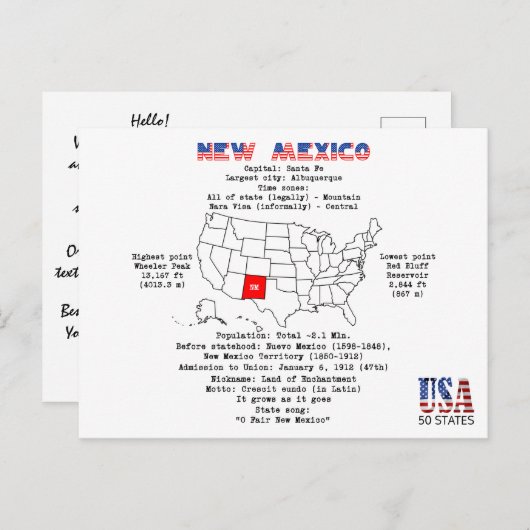 New Mexico Amerikaanse staat op een kaart en nutti (Voorkant / Achterkant)