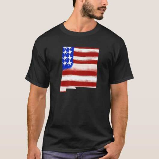 New Mexico Amerikaanse vlag 4 juli USA Patriottisc T-shirt (Voorkant)