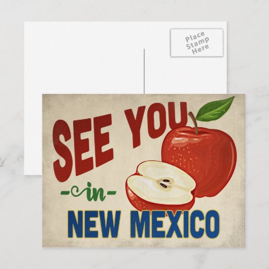 New Mexico Apple - Vintage Travel Briefkaart (Voorkant / Achterkant)