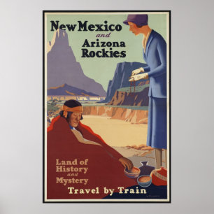 New Mexico Arizona Vintage Travel Poster & Retro