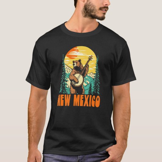 New Mexico Banjo Picking Bear Outdoor & Music   T-shirt (Voorkant)