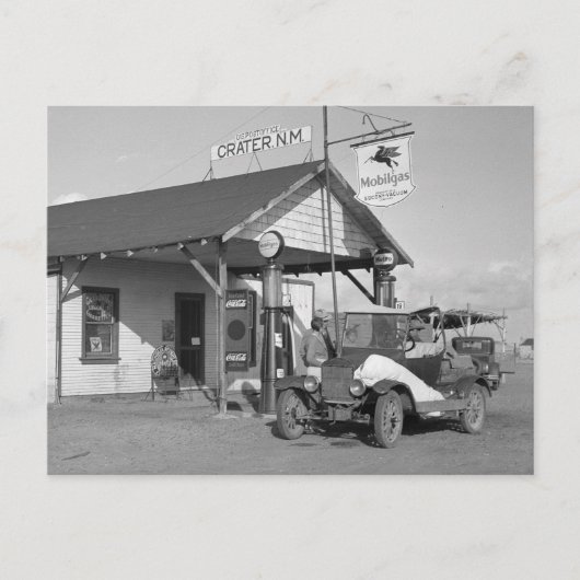 New Mexico-benzinestation, 1936 Briefkaart (Voorkant)