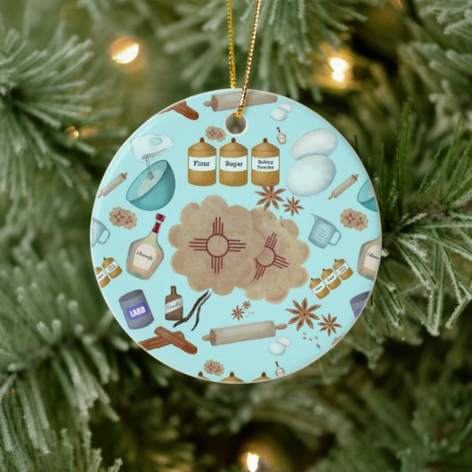 New Mexico Biscochito Cookies Zia Sun Keramisch Ornament (Boom)