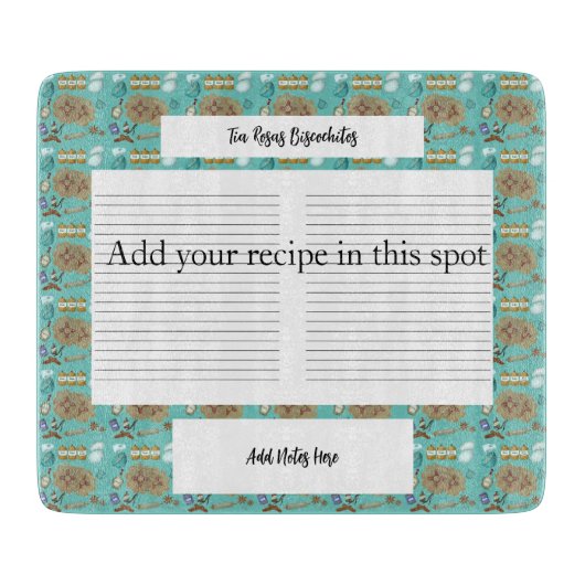 New Mexico Biscochito Cookies Zia Sun receptkaart Snijplank (Voorkant)