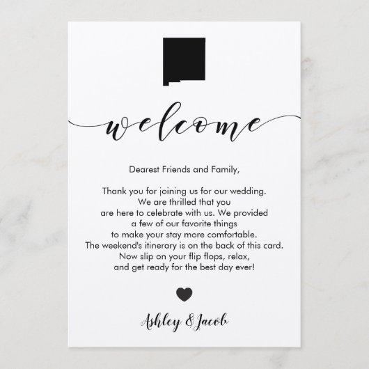 New Mexico Bruiloft Welkomstbrief & Routebeschrijv Programmakaart (Voorkant)