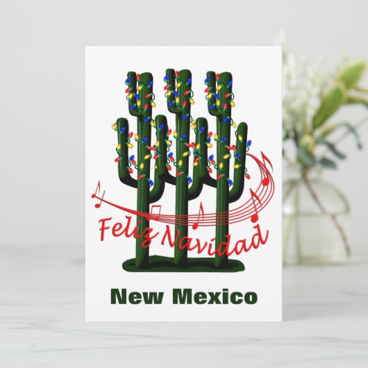 New Mexico Cactus Kerstmis Feliz Navidad Holiday Feestdagenkaart (Staand voorkant)