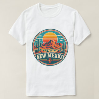 New Mexico Cactus & Mountains Retro T-shirt