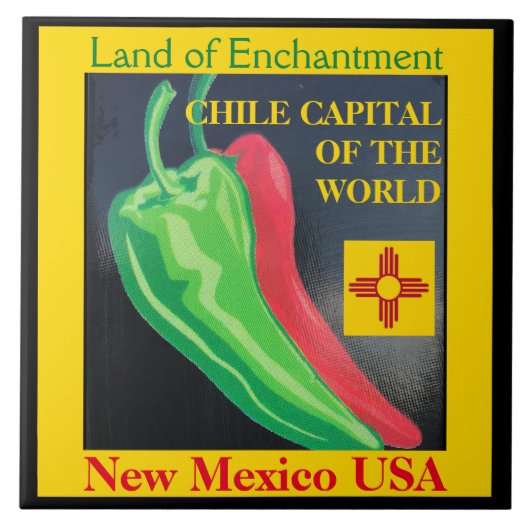 New Mexico Chili Land of Enchantment Red of Green Tegeltje (Voorkant)