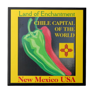 New Mexico Chili Land of Enchantment Red of Green Tegeltje