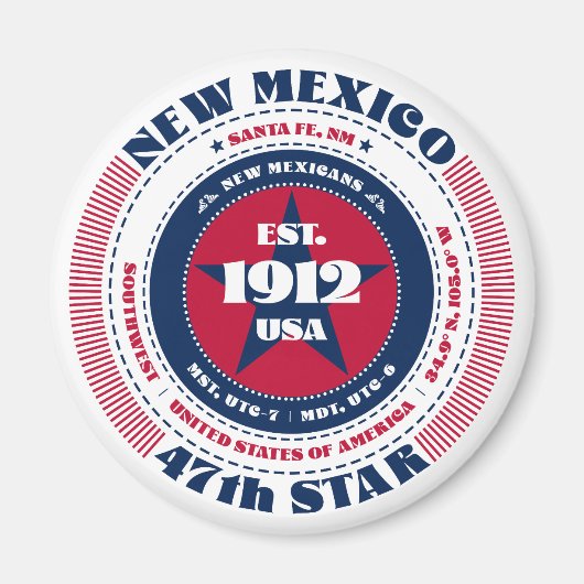 New Mexico Circle Typografie Souvenir Magnet (Voorkant)