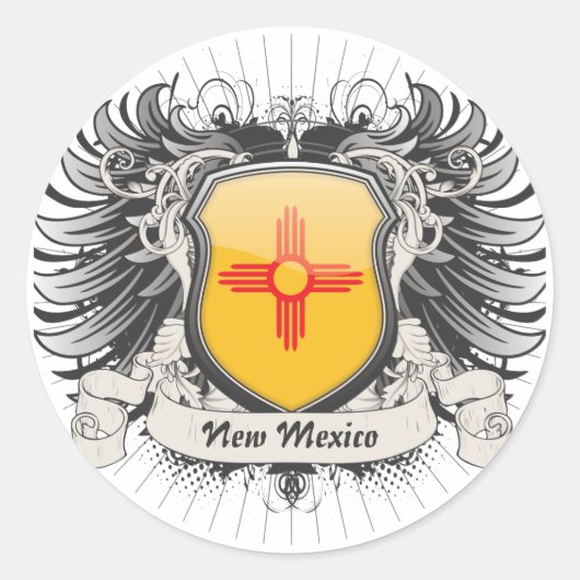 New Mexico Crest Ronde Sticker (Voorkant)