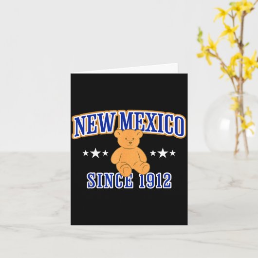 New Mexico Est. 1912, Nm Usa Patriotic Teddy Bear  Kaart (Gele Bloem)