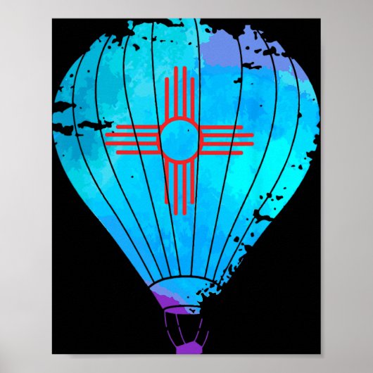 New Mexico Festival Hot Air Balloon Zia Gift Poster (Voorkant)