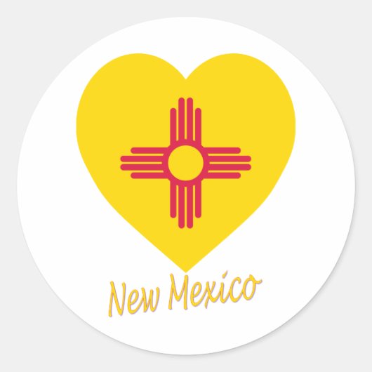 New Mexico Flag Heart Ronde Sticker (Voorkant)
