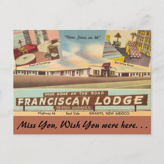 New Mexico, Franciscan Lodge, Grants Briefkaart (Voorkant)