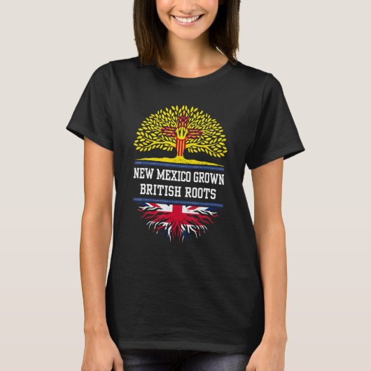 New Mexico geteeld met Britse roots UK T-shirt (Voorkant)