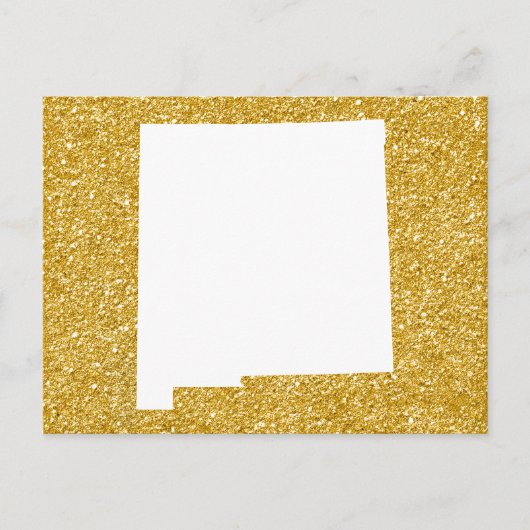 New Mexico in White en Gold Glitter Briefkaart (Voorkant)