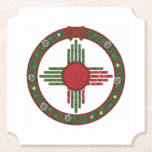 New Mexico Kerstmis Kartonnen Onderzetters (Voorkant)