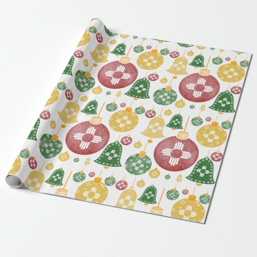 New Mexico Kerstversiering Zia Rood Groen Blauw Cadeaupapier (Uitgerold)