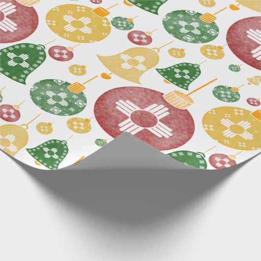 New Mexico Kerstversiering Zia Rood Groen Blauw Cadeaupapier (Hoek)