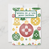 New Mexico Kerstversiering Zia Rood Groen Blauw Feestdagenkaart (Voorkant)