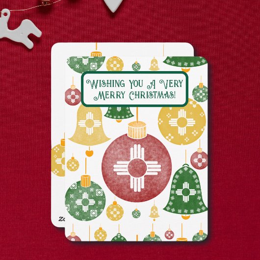New Mexico Kerstversiering Zia Rood Groen Blauw Feestdagenkaart