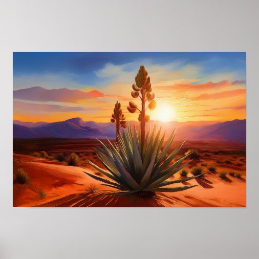 New Mexico Land Of Enchantment Yucca Woestijn Poster (Voorkant)