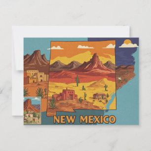 New Mexico Landscape Art Geïllustreerde statuska Briefkaart